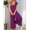 image:imageANRABESS Jumpsuits for Women 2026 Summer Casual Loose Cap Sleeve Crewneck Wide Leg Rompers Jumper One Piece Beach OutfitsPurple Red
