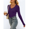 image:imageANRABESS Womens VNeck Ribbed Kint Fitted Long Sleeve Shirts  Soft lightweight Slim Fit Tops Work Going Out Layering Tshirts Casual Basic 2026 Fall Winter OutfitsPurple