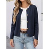 image:imageANRABESS Women Striped Cardigan Sweaters Button Down Cropped Knit Lady Jackets Coat 2026 Fall Outfits Trendy ClothesNavy Blue