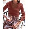 image:imageANRABESS Womens Ribbed Fitted Sweater Long Sleeve Shirts Scoop Neck Lightweight Casual Knit Slim Tops 2026 Fall OutfitsRust