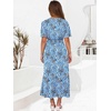 image:imageANRABESS Womens Summer Short Sleeve Maxi Dress 2026 Casual V Neck High Waist ALine Flowy Loose Tiered Boho Long DressesBlue Geometry