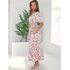 image:imageANRABESS Womens Summer Short Sleeve Maxi Dress 2026 Casual V Neck High Waist ALine Flowy Loose Tiered Boho Long DressesDeep Pink Floral