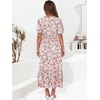 image:imageANRABESS Womens Summer Short Sleeve Maxi Dress 2026 Casual V Neck High Waist ALine Flowy Loose Tiered Boho Long DressesDeep Pink Floral