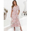 image:imageANRABESS Womens Summer Short Sleeve Maxi Dress 2026 Casual V Neck High Waist ALine Flowy Loose Tiered Boho Long DressesDeep Pink Floral