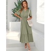 image:imageANRABESS Womens Summer Short Sleeve Maxi Dress 2026 Casual V Neck High Waist ALine Flowy Loose Tiered Boho Long DressesOlive Green