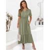 image:imageANRABESS Womens Summer Short Sleeve Maxi Dress 2026 Casual V Neck High Waist ALine Flowy Loose Tiered Boho Long DressesOlive Green