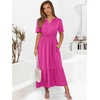 image:imageANRABESS Womens Summer Short Sleeve Maxi Dress 2026 Casual V Neck High Waist ALine Flowy Loose Tiered Boho Long DressesRed