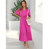 image:imageANRABESS Womens Summer Short Sleeve Maxi Dress 2026 Casual V Neck High Waist ALine Flowy Loose Tiered Boho Long DressesRed
