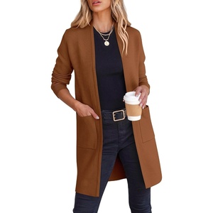 image:imageANRABESS Cardigan Sweater for Women Casual 2026 Fall Fashion Coat Long Sleeve Open Front Knit Coatigan OutwearCaramel