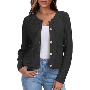 image:imageANRABESS Women Cardigan Sweater Dressy Casual Classic Long Sleeve Crew Neck Button Down Tweed Knit Jacket 2026 Fall Outfits