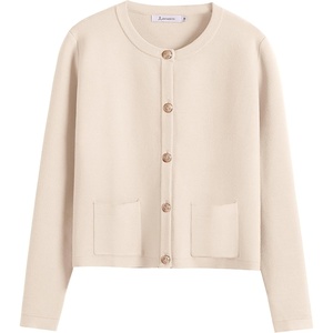 image:imageANRABESS Women Striped Cardigan Sweaters Button Down Cropped Knit Lady Jackets Coat 2026 Fall Outfits Trendy ClothesApricot