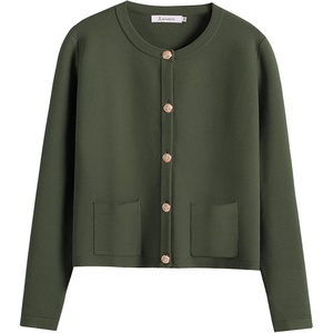 image:imageANRABESS Women Striped Cardigan Sweaters Button Down Cropped Knit Lady Jackets Coat 2026 Fall Outfits Trendy ClothesArmy Green