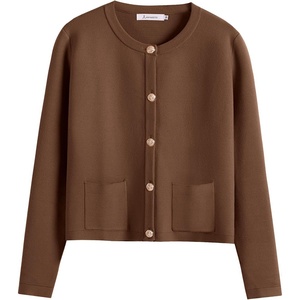 image:imageANRABESS Women Striped Cardigan Sweaters Button Down Cropped Knit Lady Jackets Coat 2026 Fall Outfits Trendy ClothesCoffee