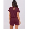image:imageANRABESS Rompers for Women Summer 2026 Casual Dressy One Piece Tshirt Short Pants Jumpsuit Beach Vacation Outfit ClothesWine Red