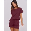 image:imageANRABESS Rompers for Women Summer 2026 Casual Dressy One Piece Tshirt Short Pants Jumpsuit Beach Vacation Outfit ClothesWine Red