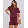 image:imageANRABESS Rompers for Women Summer 2026 Casual Dressy One Piece Tshirt Short Pants Jumpsuit Beach Vacation Outfit ClothesWine Red