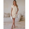 image:imageANRABESS Summer Dress for Women 2026 Vacation Clothes Short Sleeve V Neck Casual WrinkleFree T Shirt Sundress Travel HolidayBeige