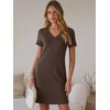 image:imageANRABESS Summer Dress for Women 2026 Vacation Clothes Short Sleeve V Neck Casual WrinkleFree T Shirt Sundress Travel HolidayBrown