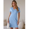 image:imageANRABESS Summer Dress for Women 2026 Vacation Clothes Short Sleeve V Neck Casual WrinkleFree T Shirt Sundress Travel HolidayLight Blue