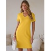 image:imageANRABESS Summer Dress for Women 2026 Vacation Clothes Short Sleeve V Neck Casual WrinkleFree T Shirt Sundress Travel HolidayYellow