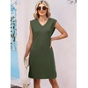 image:imageANRABESS Summer Dresses for Women Casual V Neck Sleeveless Split WrinkleFree Mini Tank Dress Beach Vacation Short SundressArmy Green