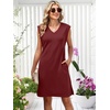 image:imageANRABESS Summer Dresses for Women Casual V Neck Sleeveless Split WrinkleFree Mini Tank Dress Beach Vacation Short SundressDark Red