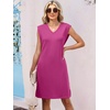 image:imageANRABESS Summer Dresses for Women Casual V Neck Sleeveless Split WrinkleFree Mini Tank Dress Beach Vacation Short SundressHot Pink