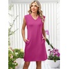 image:imageANRABESS Summer Dresses for Women Casual V Neck Sleeveless Split WrinkleFree Mini Tank Dress Beach Vacation Short SundressHot Pink