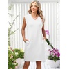 image:imageANRABESS Summer Dresses for Women Casual V Neck Sleeveless Split WrinkleFree Mini Tank Dress Beach Vacation Short SundressWhite