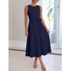 image:imageANRABESS Women Formal Sleeveless Midi Dress  Elegant Belted ALine Cocktail Wedding Guest Work Party SummerNavy Blue
