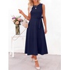 image:imageANRABESS Women Formal Sleeveless Midi Dress  Elegant Belted ALine Cocktail Wedding Guest Work Party SummerNavy Blue