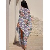 image:imageANRABESS Women Kaftan Moo Moos Dresses Floral Batwing Sleeve V Neck Beach Swimsuit Cover Up Caftan Maxi DressRed Flowers Green Leaves