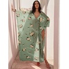image:imageANRABESS Women Kaftan Moo Moos Dresses Floral Batwing Sleeve V Neck Beach Swimsuit Cover Up Caftan Maxi DressYellow Floral Green