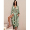 image:imageANRABESS Women Kaftan Moo Moos Dresses Floral Batwing Sleeve V Neck Beach Swimsuit Cover Up Caftan Maxi DressYellow Floral Green