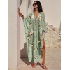 image:imageANRABESS Women Kaftan Moo Moos Dresses Floral Batwing Sleeve V Neck Beach Swimsuit Cover Up Caftan Maxi DressYellow Floral Green