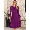 image:imageANRABESS Women Long Sleeve Midi Dress Crewneck Fall Fashion Casual Flowy ALine Long Dresses Vacation Outfit with PocketDeep Purple