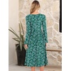 image:imageANRABESS Women Long Sleeve Midi Dress Crewneck Fall Fashion Casual Flowy ALine Long Dresses Vacation Outfit with PocketGreen Blue Floral