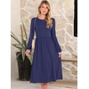 image:imageANRABESS Women Long Sleeve Midi Dress Crewneck Fall Fashion Casual Flowy ALine Long Dresses Vacation Outfit with PocketNavy Blue
