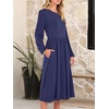 image:imageANRABESS Women Long Sleeve Midi Dress Crewneck Fall Fashion Casual Flowy ALine Long Dresses Vacation Outfit with PocketNavy Blue
