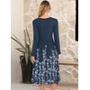 image:imageANRABESS Women Long Sleeve Midi Dress Crewneck Fall Fashion Casual Flowy ALine Long Dresses Vacation Outfit with PocketNavy Blue Floral Hem