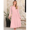 image:imageANRABESS Women Long Sleeve Midi Dress Crewneck Fall Fashion Casual Flowy ALine Long Dresses Vacation Outfit with PocketPink Round Dot