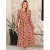 image:imageANRABESS Women Long Sleeve Midi Dress Crewneck Fall Fashion Casual Flowy ALine Long Dresses Vacation Outfit with PocketPrint Green White Floral