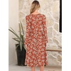 image:imageANRABESS Women Long Sleeve Midi Dress Crewneck Fall Fashion Casual Flowy ALine Long Dresses Vacation Outfit with PocketPrint Green White Floral