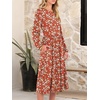 image:imageANRABESS Women Long Sleeve Midi Dress Crewneck Fall Fashion Casual Flowy ALine Long Dresses Vacation Outfit with PocketPrint Green White Floral
