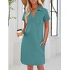 image:imageANRABESS Women Mini T Shirt Dress V Neck Short Sleeve with Pockets Soft Medium Stretch Trendy Summer Casual Beach VacationBlue Cyan