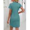 image:imageANRABESS Women Mini T Shirt Dress V Neck Short Sleeve with Pockets Soft Medium Stretch Trendy Summer Casual Beach VacationBlue Cyan