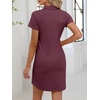 image:imageANRABESS Women Mini T Shirt Dress V Neck Short Sleeve with Pockets Soft Medium Stretch Trendy Summer Casual Beach VacationBurgundy