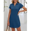 image:imageANRABESS Women Mini T Shirt Dress V Neck Short Sleeve with Pockets Soft Medium Stretch Trendy Summer Casual Beach VacationDeep Blue