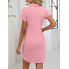 image:imageANRABESS Women Mini T Shirt Dress V Neck Short Sleeve with Pockets Soft Medium Stretch Trendy Summer Casual Beach VacationPink