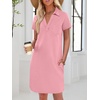 image:imageANRABESS Women Mini T Shirt Dress V Neck Short Sleeve with Pockets Soft Medium Stretch Trendy Summer Casual Beach VacationPink